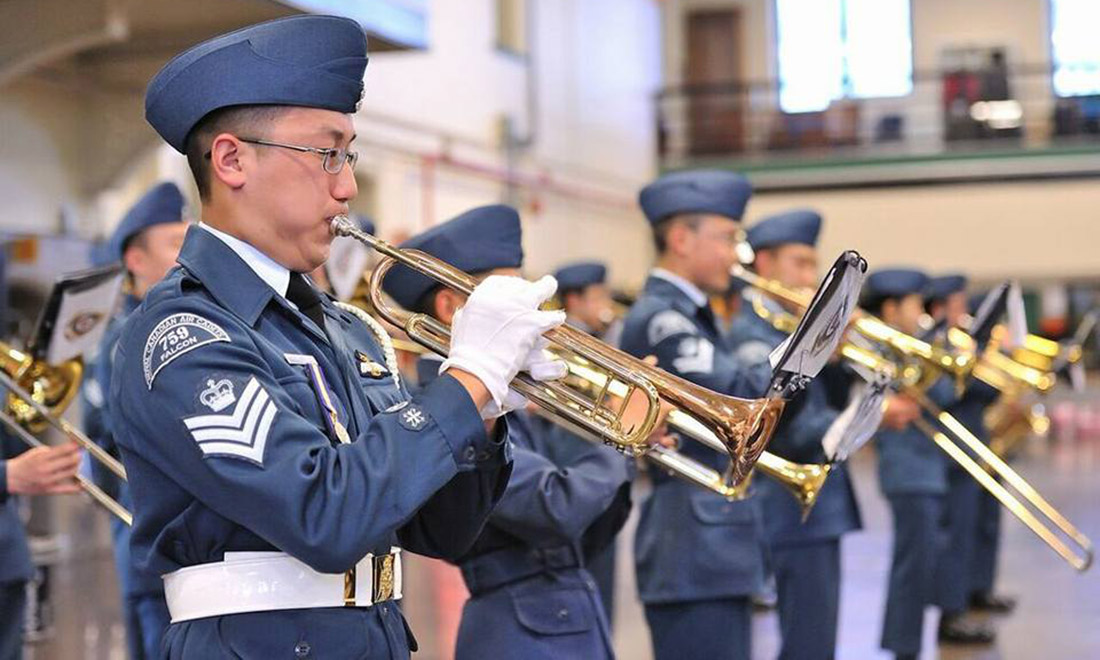 BC Air Cadet band members playing their instruments