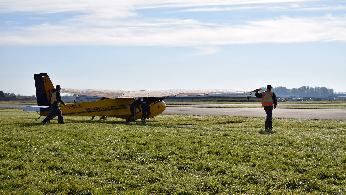 BC Air Cadets moving a glider into position